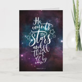 詩篇147:4-5彼は星の聖書の節を数える カード (正面)