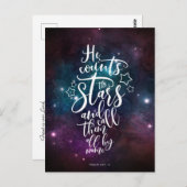 詩篇147:4-5彼は星の聖書の節を数える ポストカード (正面/裏面)