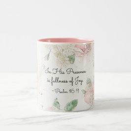 詩篇16:11彼の前には喜びの満ちがある ツートーンマグカップ