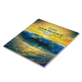 詩篇16:11，聖書聖句，美しい海の夕日 タイル (側面)