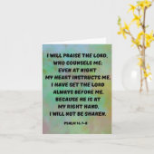 詩篇16:7-8神が私に聖書の聖句を導くことを信じる カード (黄色い花)