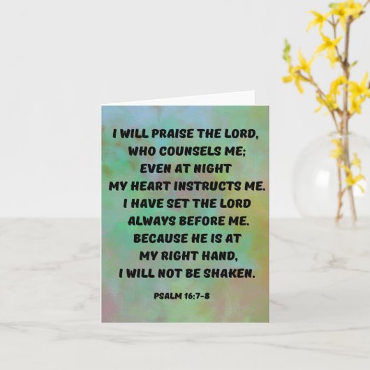 詩篇16:7-8神が私に聖書の聖句を導くことを信じる カード (黄色い花)