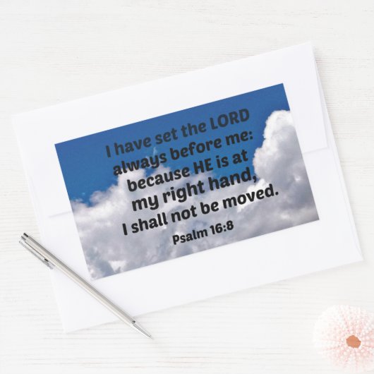 詩篇16:8わたしは主をわたしの前に置いた 長方形シール (封筒)
