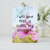 詩篇18:1 KJVバイブル聖句Pic Flat Greeting Card カード (スタンド正面)