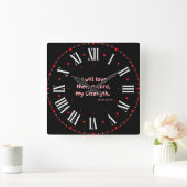 詩篇18:1 KJV聖書ローマ数字II スクエア壁時計 (ホーム)