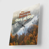 詩篇19:1聖なる書物、 経典天国神の栄光を宣言 スクエア壁時計 (傾斜)