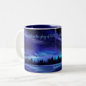 詩篇19:1聖書の詩ブルーノーザンライト ツートーンマグカップ (正面左)
