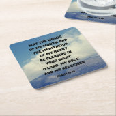 詩篇19:14私の口の言葉 スクエアペーパーコースター (アングル)