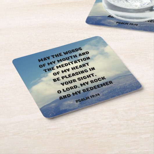 詩篇19:14私の口の言葉 スクエアペーパーコースター (アングル)