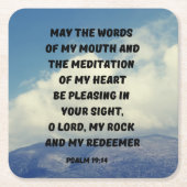 詩篇19:14私の口の言葉 スクエアペーパーコースター (正面)