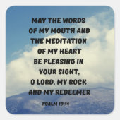 詩篇19:14聖書の聖句を理解するための祈りの言葉 スクエアシール (正面)