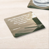 詩篇1:2神の言葉に焦点を当てる聖書の聖句 スクエアペーパーコースター (アングル)