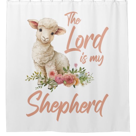 詩篇23主は私の羊飼いのキリスト教の信仰である シャワーカーテン (正面)