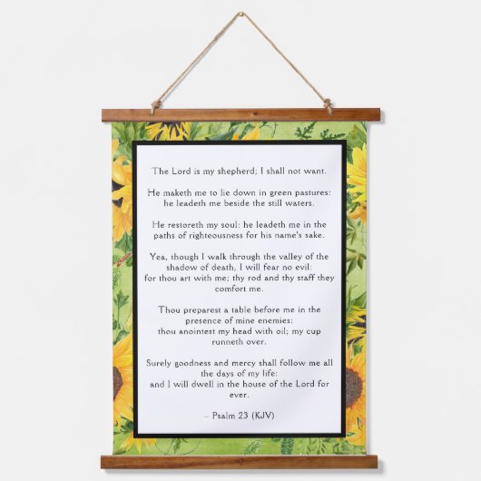 詩篇23主は私の羊飼いのヒマワリ 吊り下げ型タペストリー (正面)