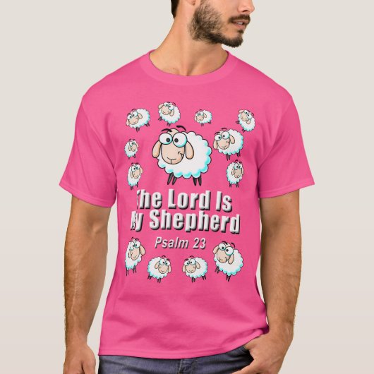 詩篇23主は私の羊飼いの漫画の羊 Tシャツ (正面)