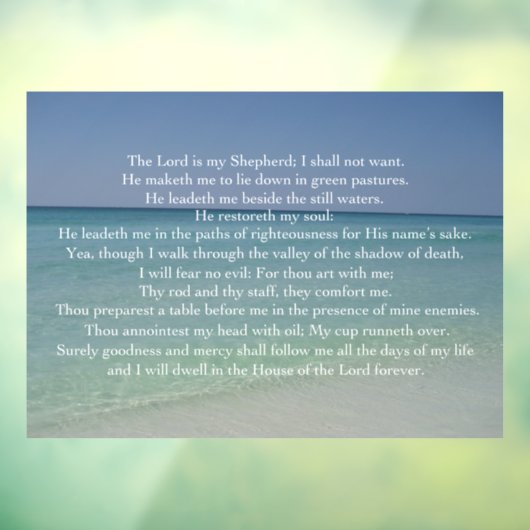 詩篇23主は私の羊飼いの美しいビーチ ウィンドウサイン (シート3)