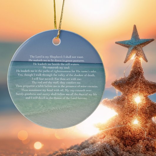 詩篇23主は私の羊飼いの美しいビーチ セラミックオーナメント