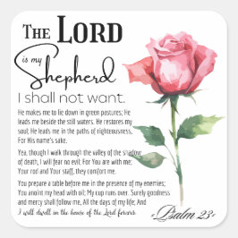 詩篇23主は私の羊飼いの花 スクエアシール