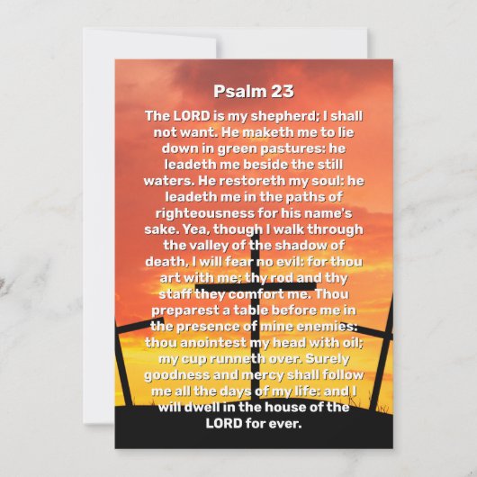 詩篇23夕焼け十字架 命の祝祭 終儀式 招待状 (正面)