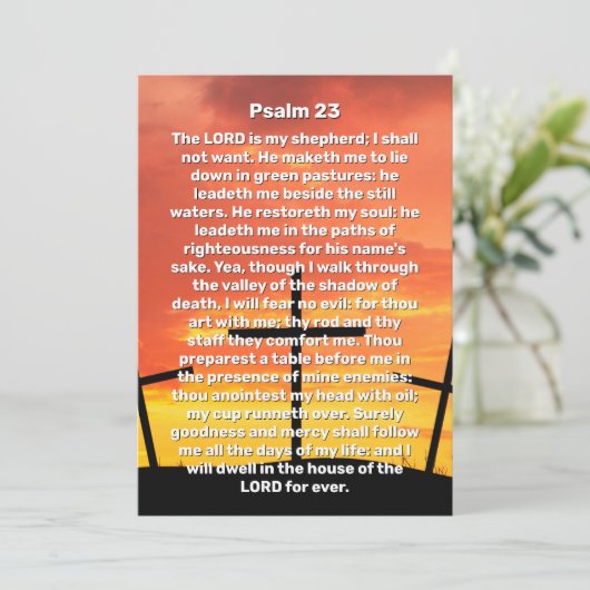 詩篇23夕焼け十字架 命の祝福 葬儀式 招待状 (スタンド正面)