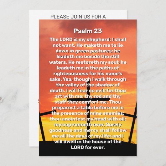 詩篇23夕焼け十字架 命の祝福 葬儀式 招待状 (正面/裏面)