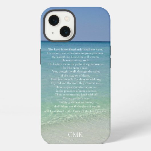 詩篇23篇 聖書の詩 モノグラム ビーチ iPhoneケース (裏面)
