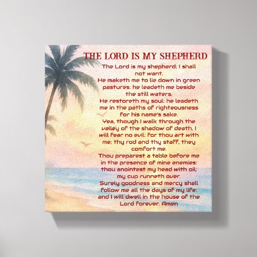 詩篇23編 日没の浜辺 The Lord Is My Shepherd キャンバスプリント (正面)