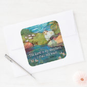 詩篇23、主は私の羊飼いのステッカー スクエアシール (封筒)