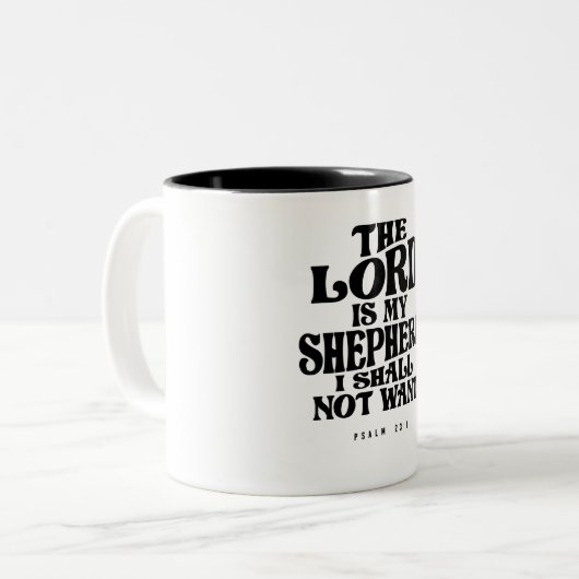 詩篇23:1主が私を導く – キリスト教の引用文 ツートーンマグカップ (正面左)