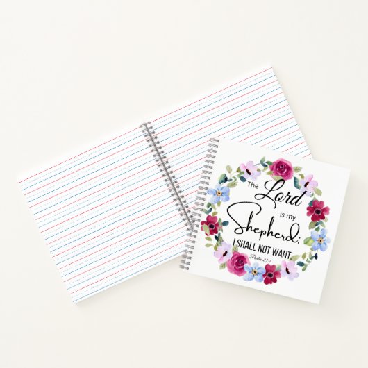 詩篇23:1主は私の羊飼いのフローラ聖書である ノートブック (内部)