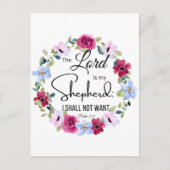 詩篇23:1主は私の羊飼いのフローラ聖書である ポストカード (正面)