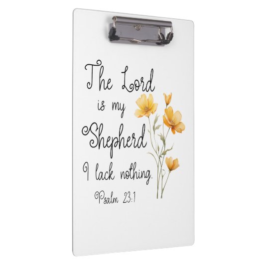 詩篇23:1主は私の羊飼いの黄色い花 クリップボード (右)