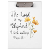 詩篇23:1主は私の羊飼いの黄色い花 クリップボード (正面)