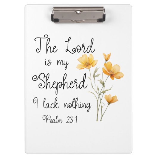 詩篇23:1主は私の羊飼いの黄色い花 クリップボード (正面)