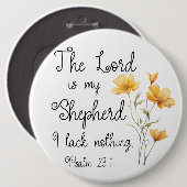 詩篇23:1主は私の羊飼いの黄色い花 缶バッジ (正面&裏面)