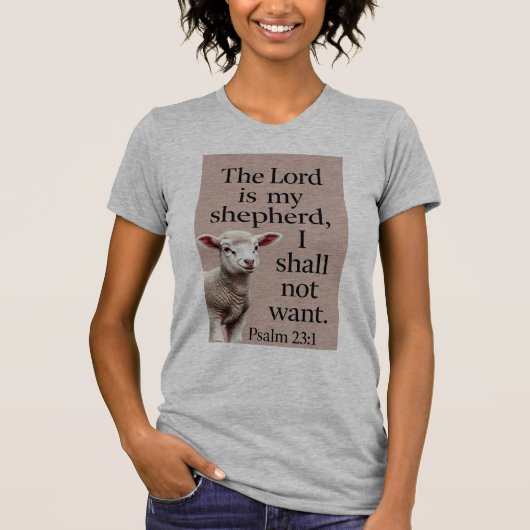 詩篇23:1 キリスト教の子羊の女性用Tシャツ Tシャツ (正面)