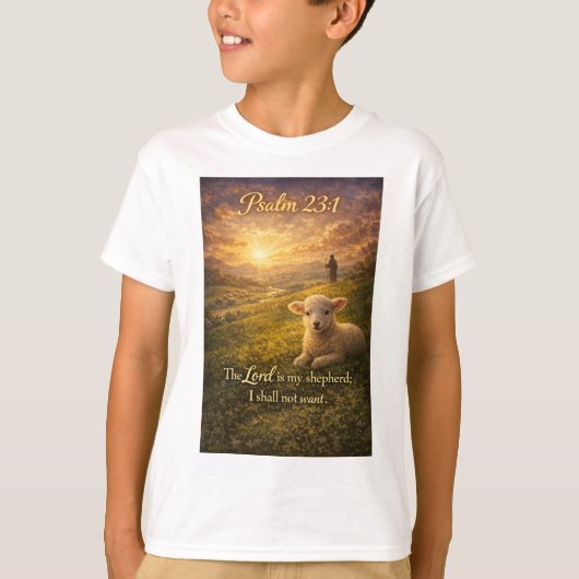 詩篇23:1 キリスト教の子羊の子供用Tシャツ Tシャツ (正面)