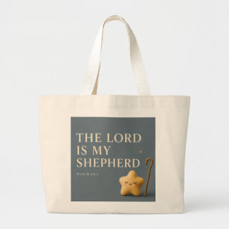 詩篇23:1 ブルーグレー The Lord Is My Shepherd ラージトートバッグ