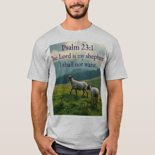 詩篇23:1 聖句 メンズTシャツ Tシャツ (正面)