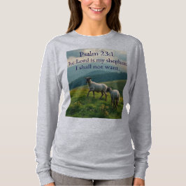 詩篇23:1 聖句 レディース長袖Tシャツ Tシャツ