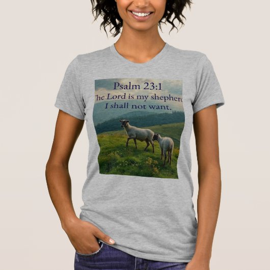 詩篇23:1 聖句 レディースTシャツ Tシャツ (正面)