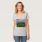 詩篇23:1 聖句 レディースVネックTシャツ Tシャツ (正面フル)