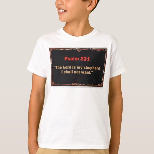 詩篇23:1 聖書の詩 キリスト教の子供用Tシャツ Tシャツ (正面)