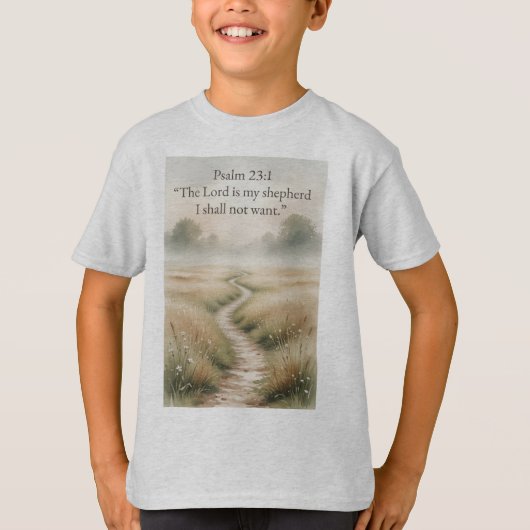 詩篇23:1 聖書の詩 キリスト教の子供Tシャツ Tシャツ (正面)