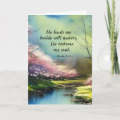 詩篇23:2-3彼は私の魂の聖書の聖句を回復する カード (正面)
