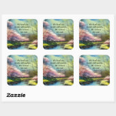 詩篇23:2-3彼は私の魂の聖書の聖句を回復する スクエアシール (シート)