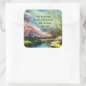 詩篇23:2-3彼は私の魂の聖書の聖句を回復する スクエアシール (バッグ)