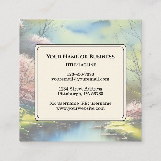 詩篇23:2-3彼は私の魂の聖書の聖句を回復する スクエア名刺 (裏面)