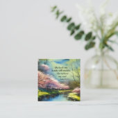 詩篇23:2-3彼は私の魂の聖書の聖句を回復する スクエア名刺 (スタンド正面)