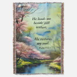 詩篇23:2-3彼は私の魂の聖書の聖句を回復する スローブランケット